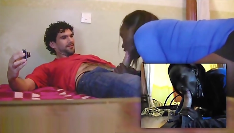 Cheating his girlfriend's pussy in a strip dance