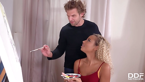 Slutty blonde slut gets fucked by her boyfriend