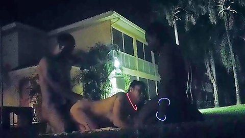 Spanish babe's ass gets fucked by two men